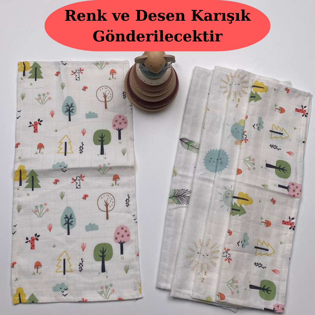 İndirimli Ürün - 5'li Muslin Omuz Mendili Set - Karışık Desenli