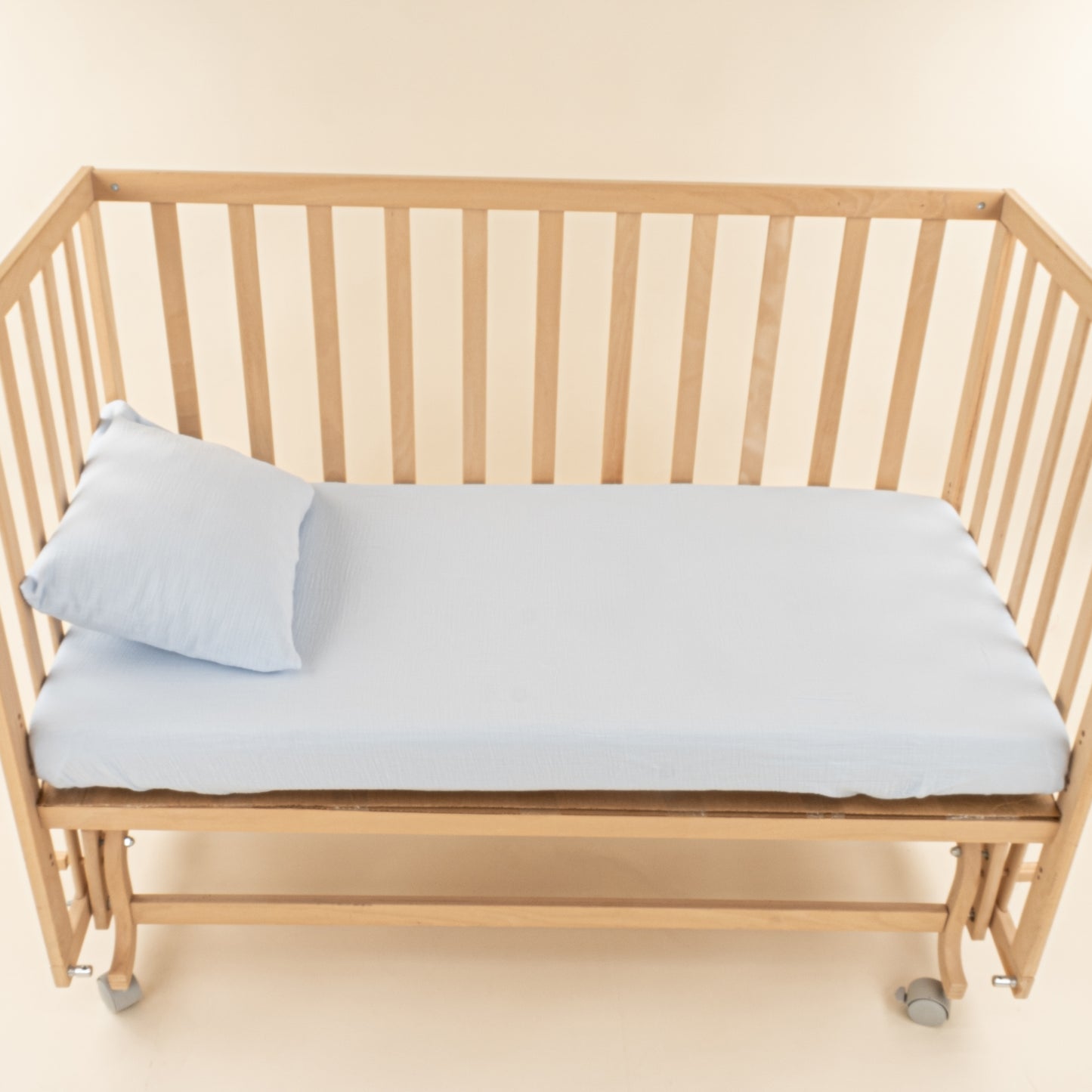 Bebek Yorgan Nevresim Seti - İki Katlı Organik Muslin - Bebe Mavi