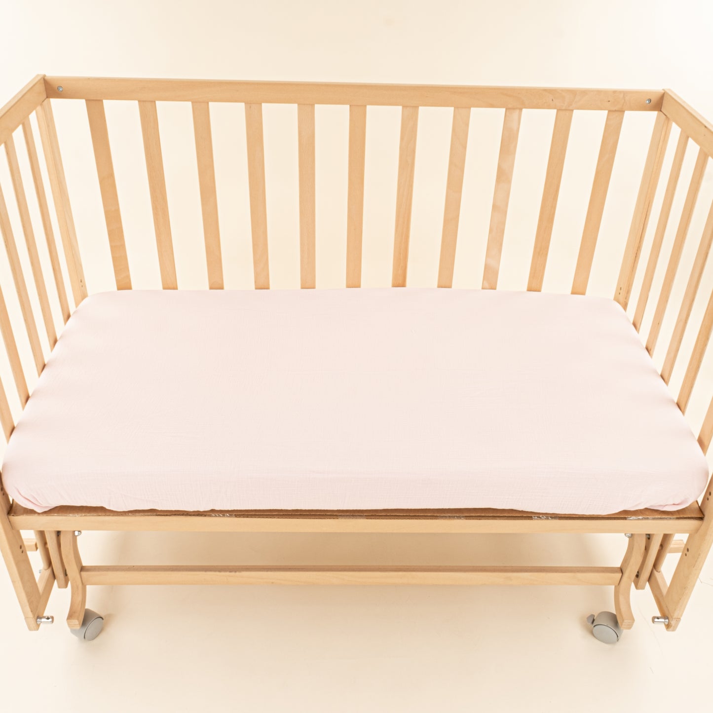 Bebek Yorgan Nevresim Seti - İki Katlı Organik Muslin - Bebe Pembe - Pembe Ay