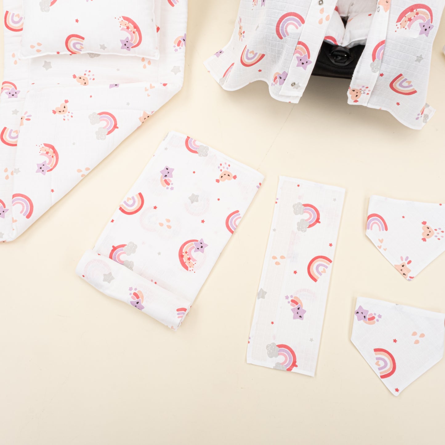 11 Parça Avantajlı Set - Tek Katlı - Pembe Gökkuşağı