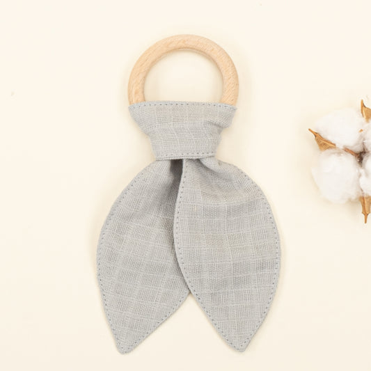 Diş Kaşıyıcı - Emzik Askısı - Salya Önlük Seti - Açık Gri Muslin