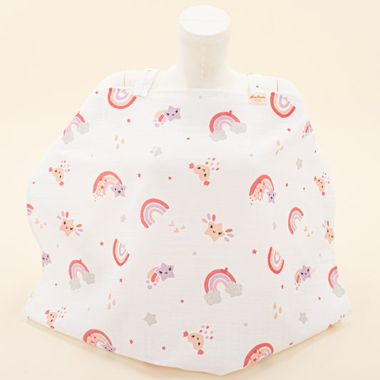 Çift Katlı Muslin Emzirme Önlüğü - Pembe Gökkuşağı