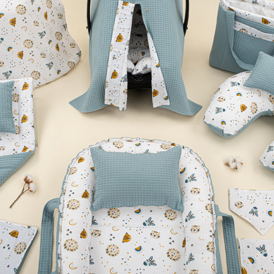 18 Parça Full Set - Çift Taraflı - Petrol Mavisi Petek - Zoo