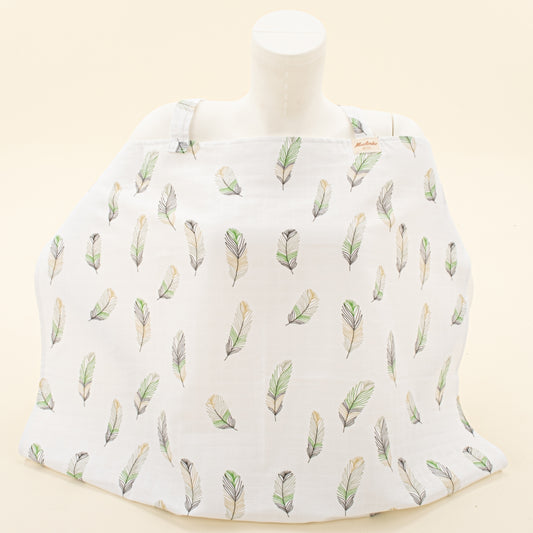 Çift Katlı Muslin Emzirme Önlüğü - Yeşil Tüy