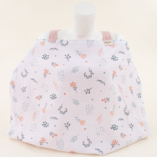 Çift Katlı Muslin Emzirme Önlüğü - Yeşil Çiçekler