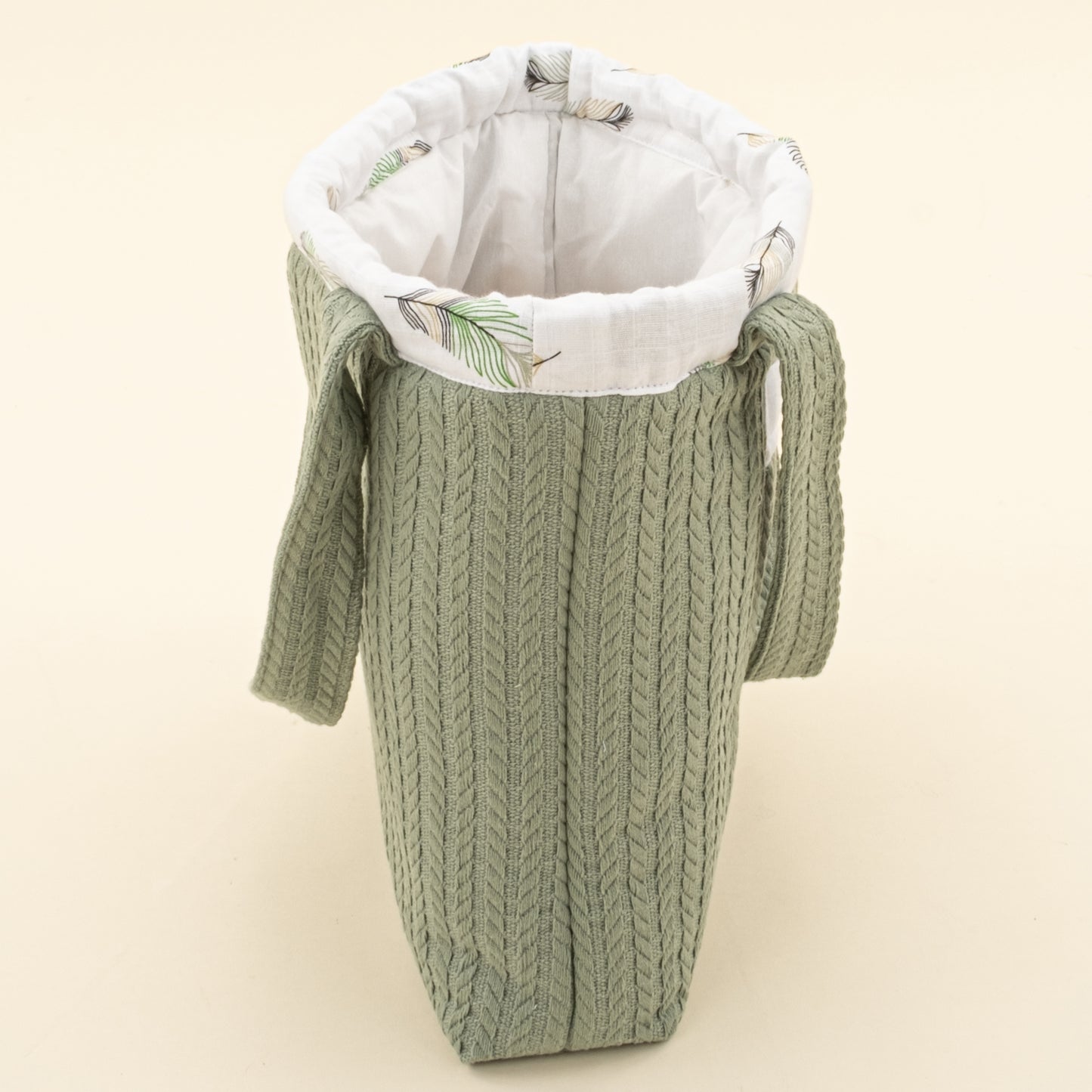 Bebek Bakım Çantası - Koyu Yeşil Örgü - Yeşil Tüy