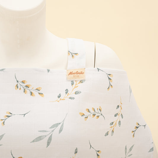 Çift Katlı Muslin Emzirme Önlüğü - Yapraklar