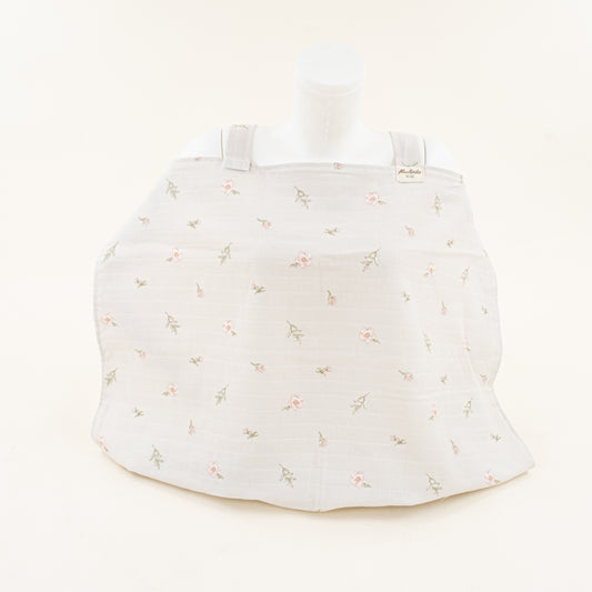 Çift Katlı Muslin Emzirme Önlüğü - Pembe Çiçekler