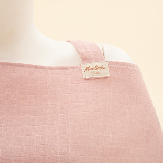 Çift Katlı Muslin Emzirme Önlüğü - Pudra Muslin