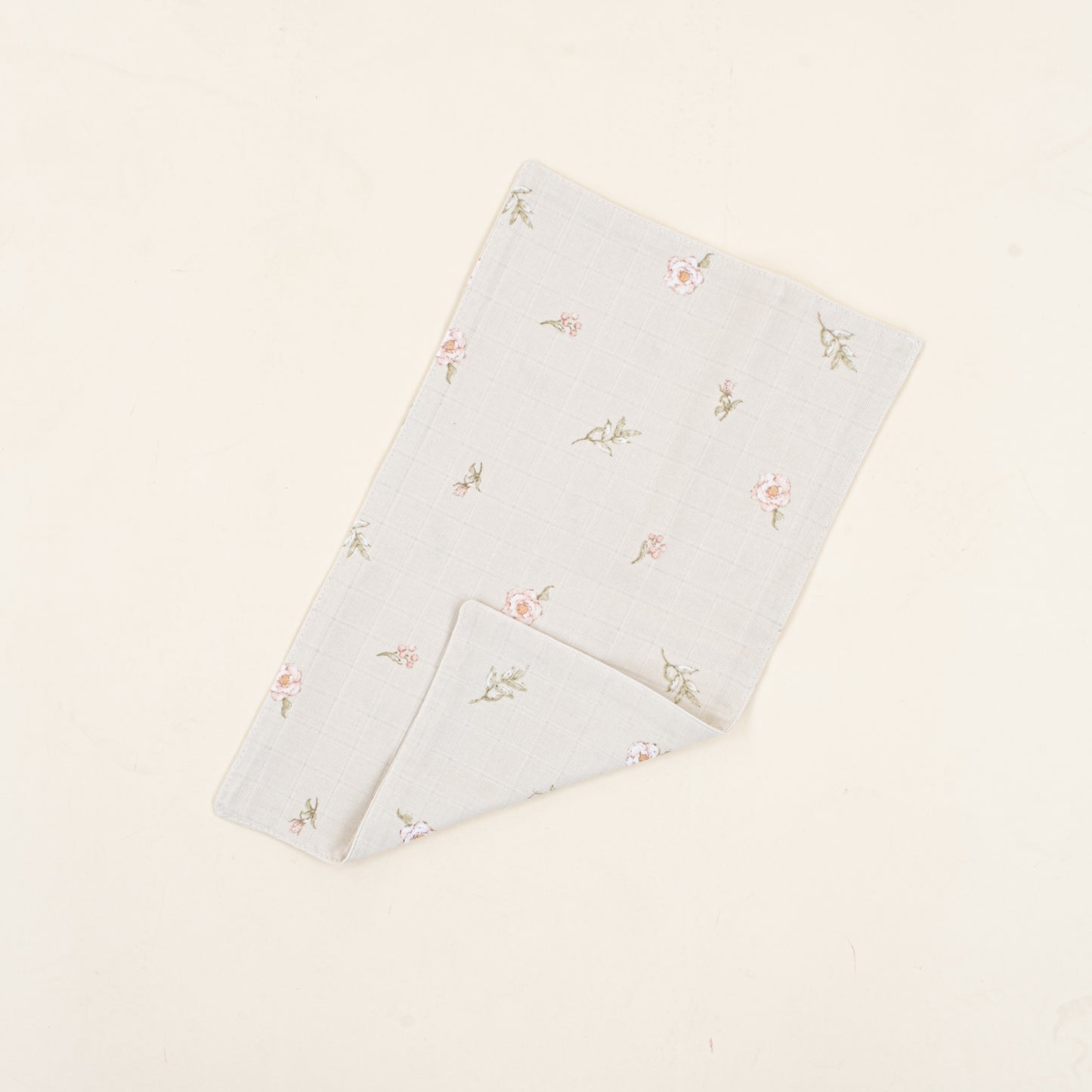 Önlük ve Mendil Seti - Tek Taraflı - Pembe Çiçekler