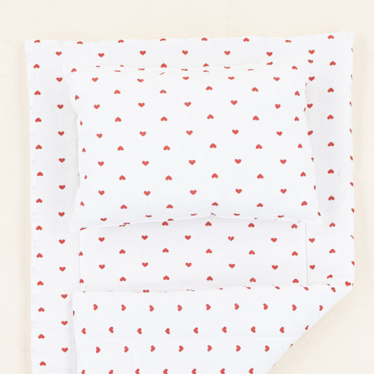 Alt Açma Matı ve Yastık - Kırmızı Kalp