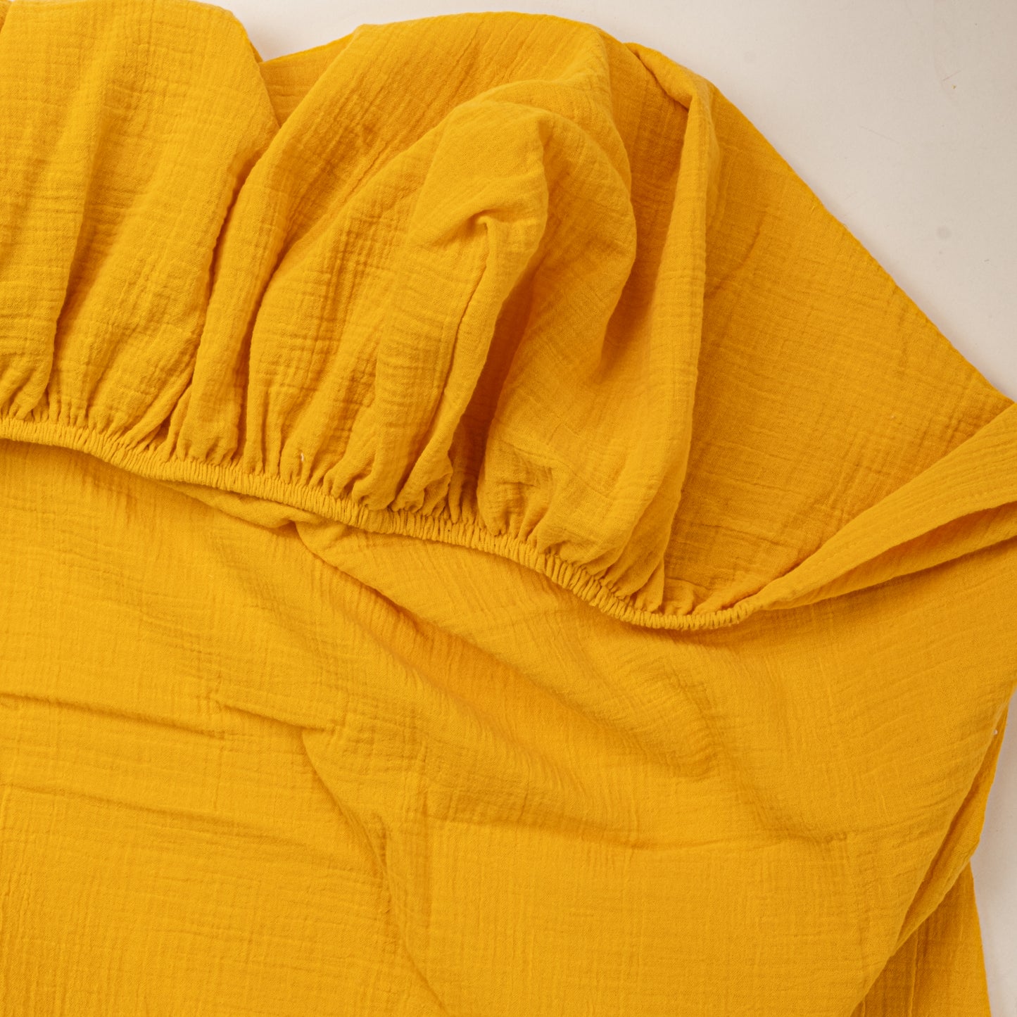 Bebek Dört Katlı Organik Muslin Nevresim Seti (Yorgan Kılıfı,Yastık Kılıfı,Lastikli Çarşaf) - Dört Katlı Organik Muslin Hardal