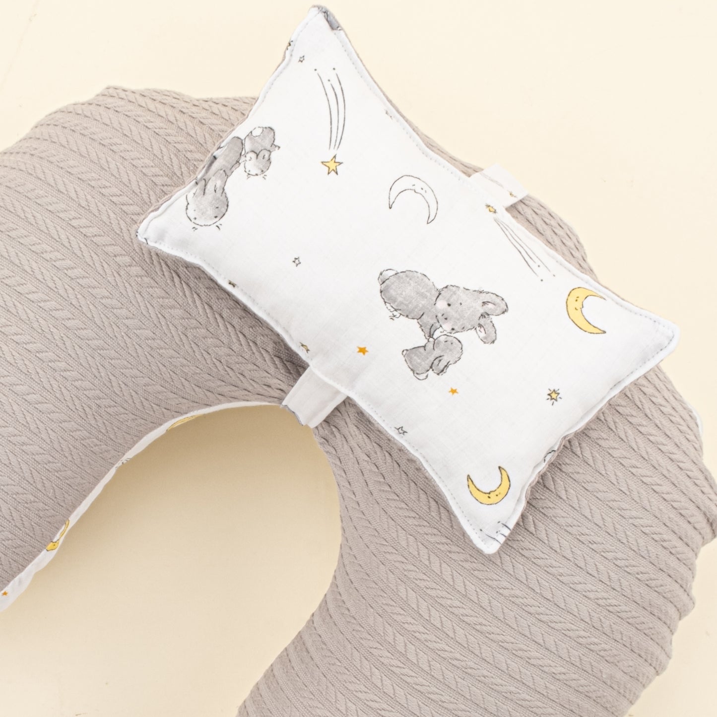 Emzirme Yastığı - Çift Taraflı - Gri Örgü - Gri Tavşan