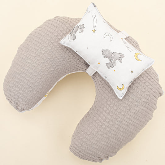 Emzirme Yastığı - Çift Taraflı - Gri Örgü - Gri Tavşan