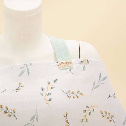 Çift Katlı Muslin Emzirme Önlüğü - Yapraklar