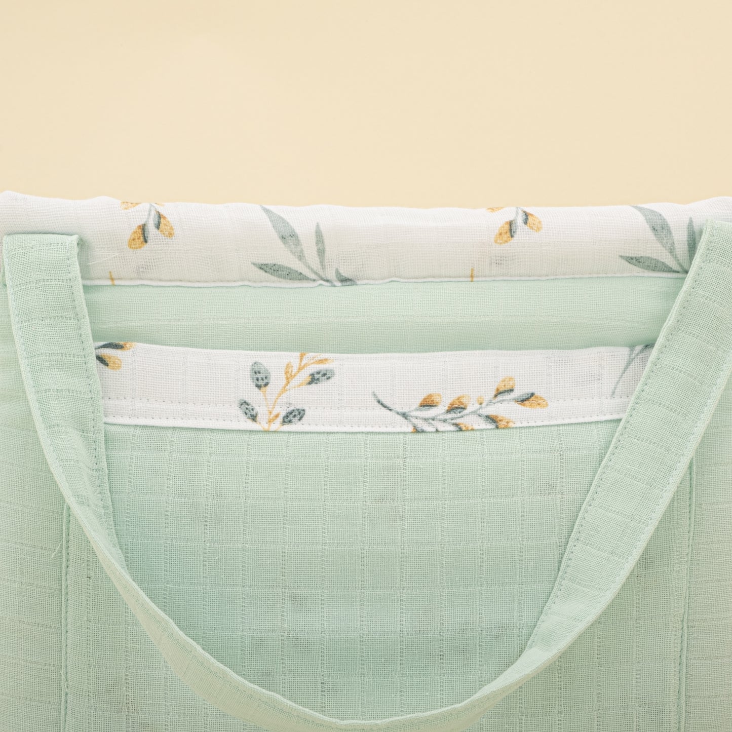 Bebek Bakım Çantası - Mint Muslin - Yapraklar