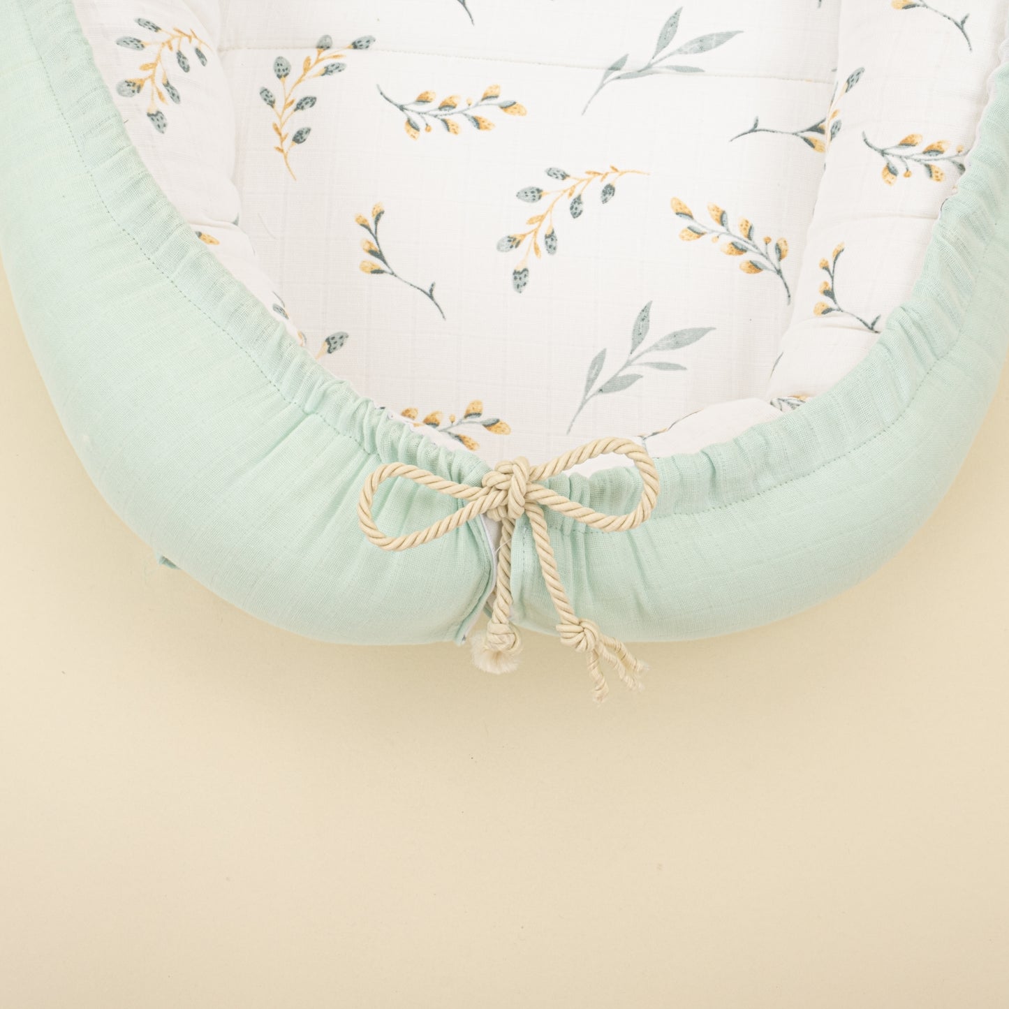 Babynest ve Yastık - Çift Taraflı - Mint Muslin - Yapraklar