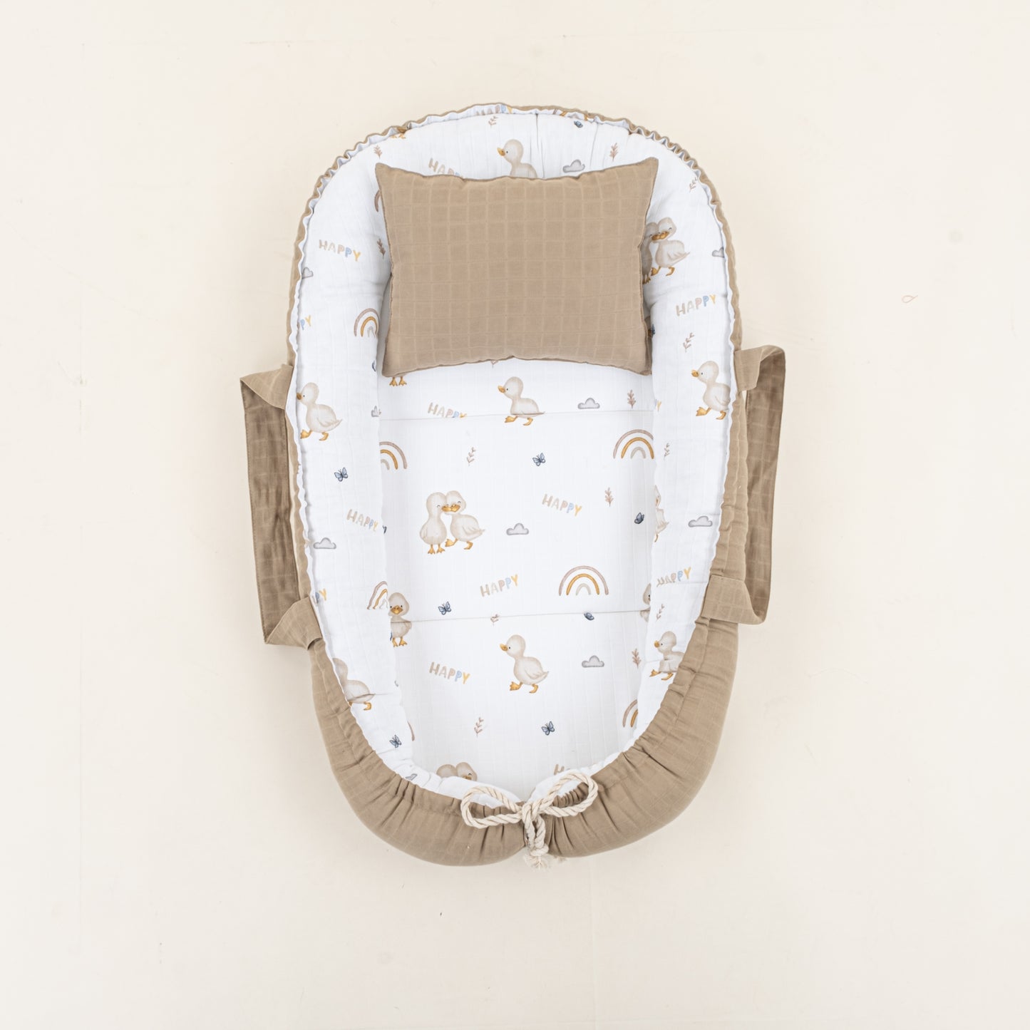 Babynest ve Yastık - Çift Taraflı - Toprak Muslin - Kahverengi Ördek