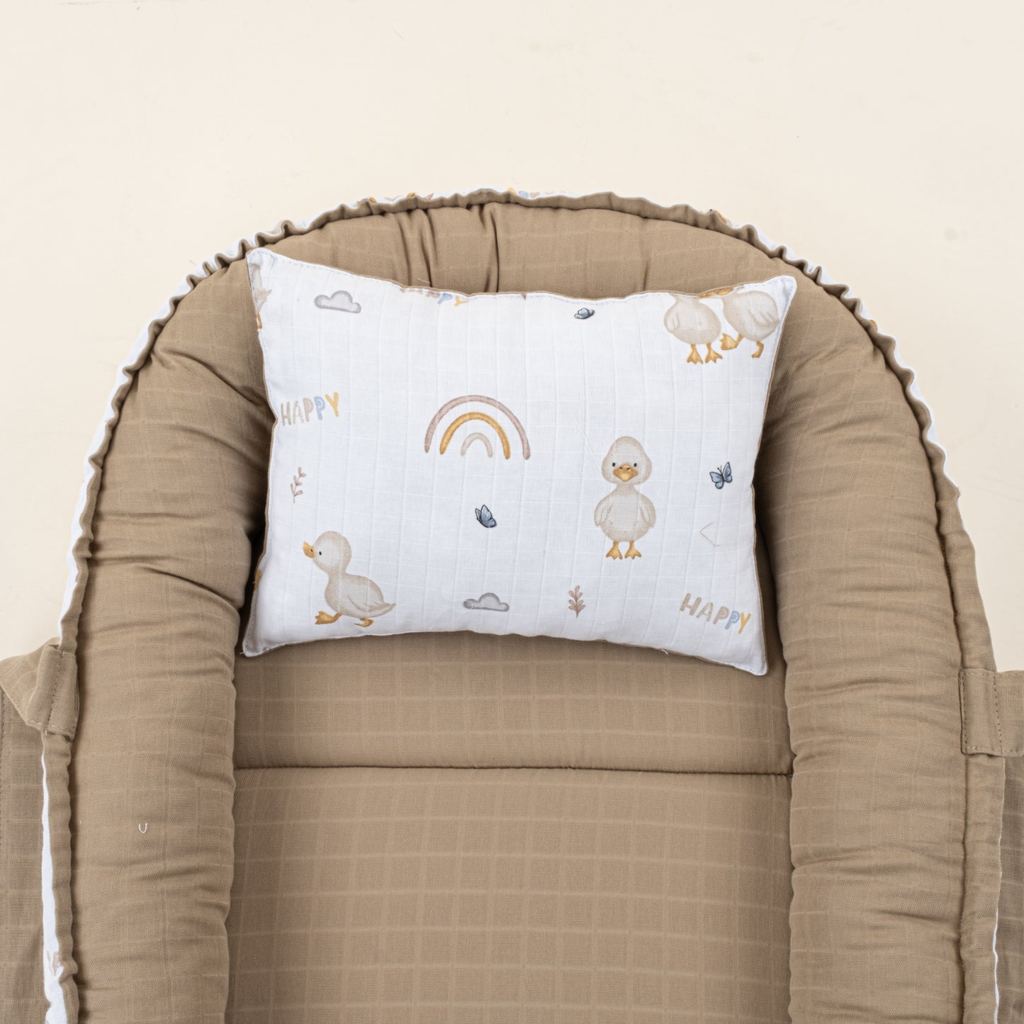 Babynest ve Yastık - Çift Taraflı - Toprak Muslin - Kahverengi Ördek
