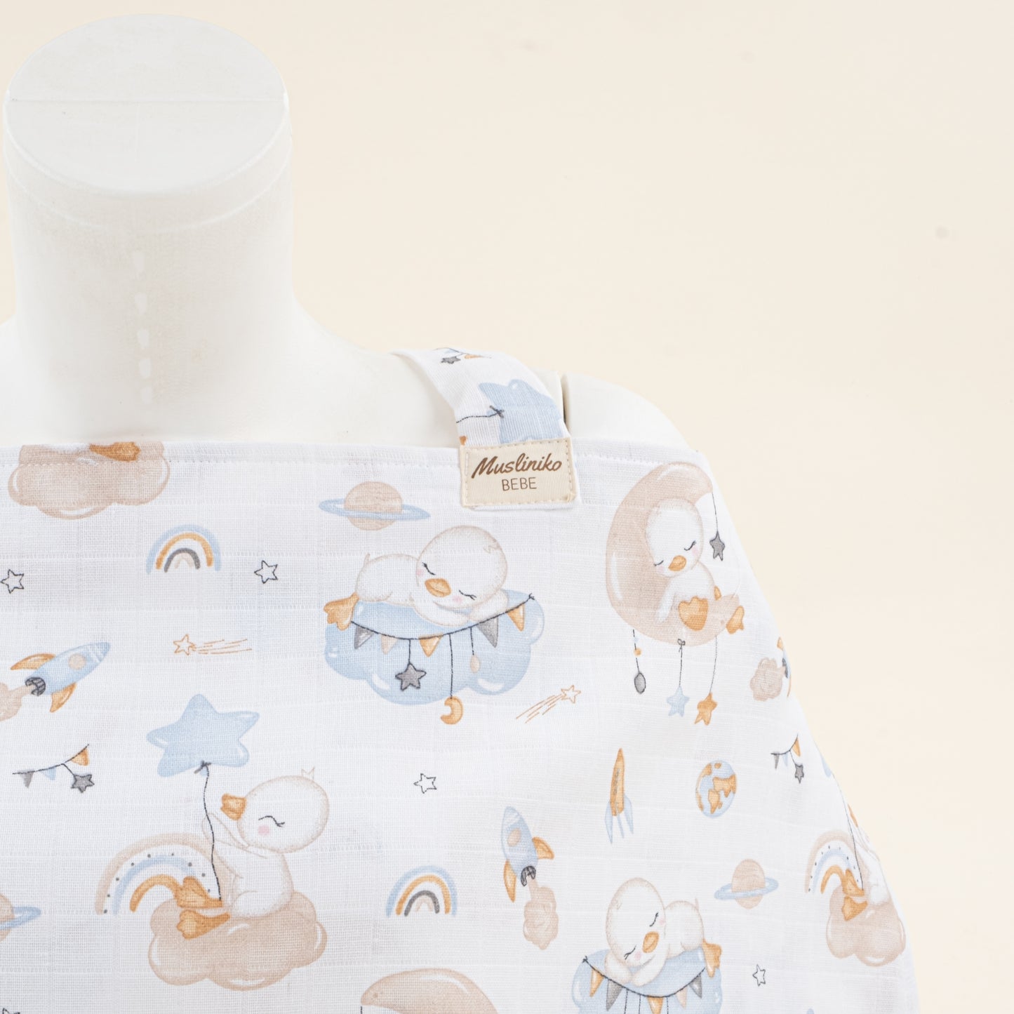 Çift Katlı Muslin Emzirme Önlüğü - Uykucu Ördek