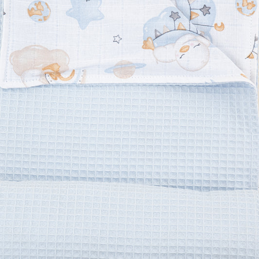 Pike Battaniye - Çift Taraflı - Bebe Mavi Petek - Uykucu Ördek