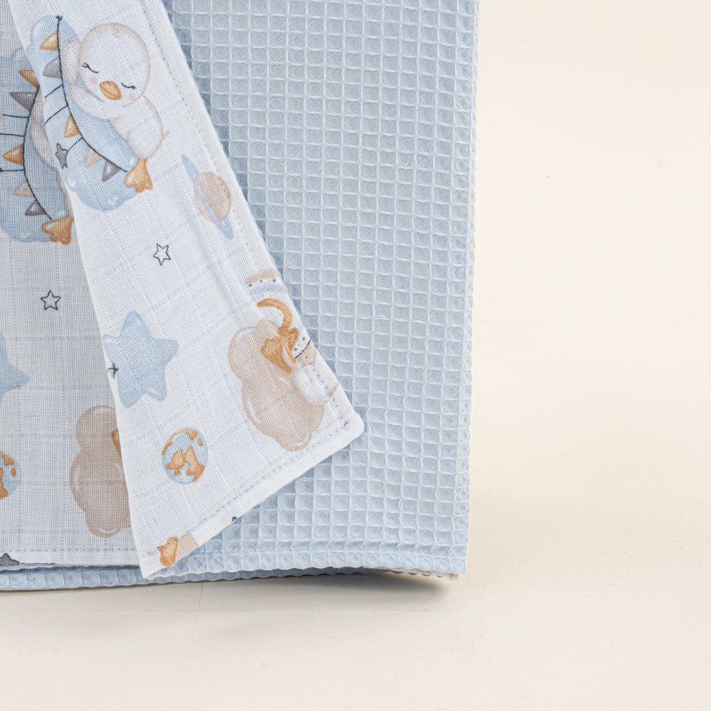 Pike Battaniye - Çift Taraflı - Bebe Mavi Petek - Uykucu Ördek