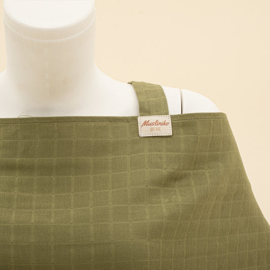 Çift Katlı Muslin Emzirme Önlüğü - Koyu Fıstık Yeşili Muslin