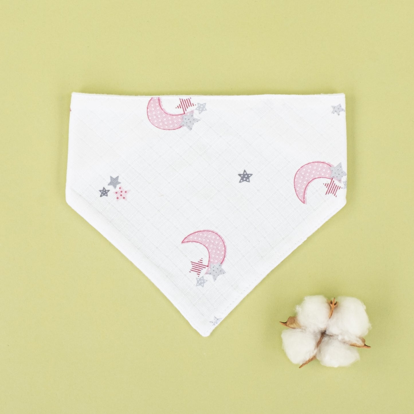 Önlük ve Mendil Seti - Tek Taraflı - Pembe Ay