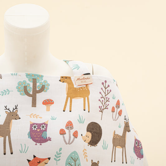 Çift Katlı Muslin Emzirme Önlüğü - Orman