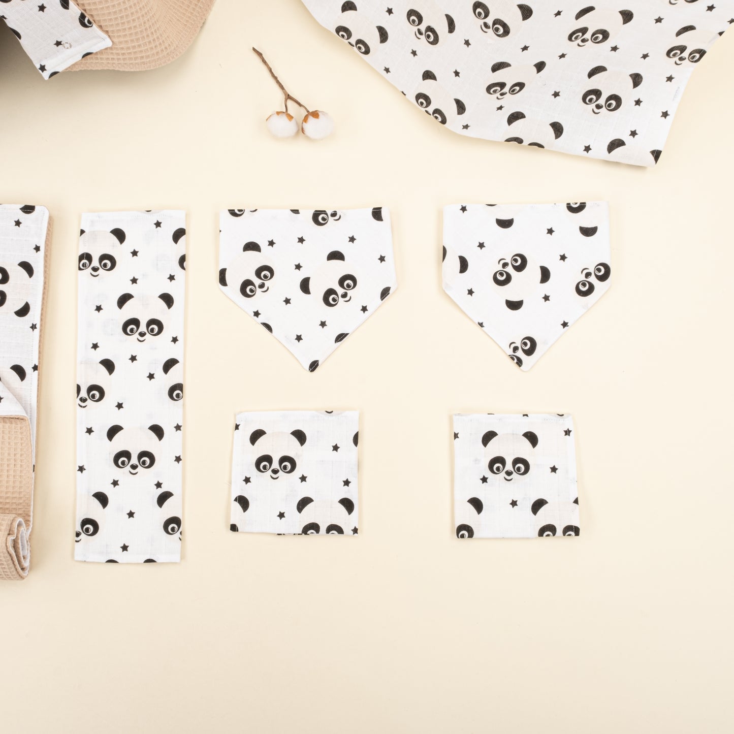 9 Parça Avantajlı Set - Çift Taraflı - Bej Petek - Panda