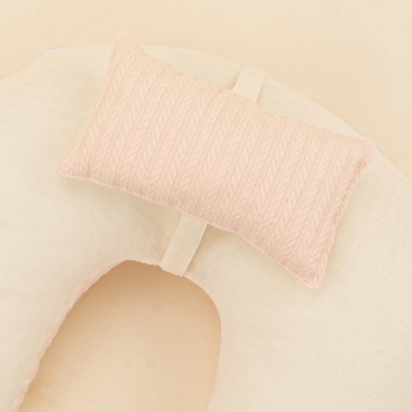 Emzirme Yastığı - Çift Taraflı - Somon Örgü - Krem Muslin