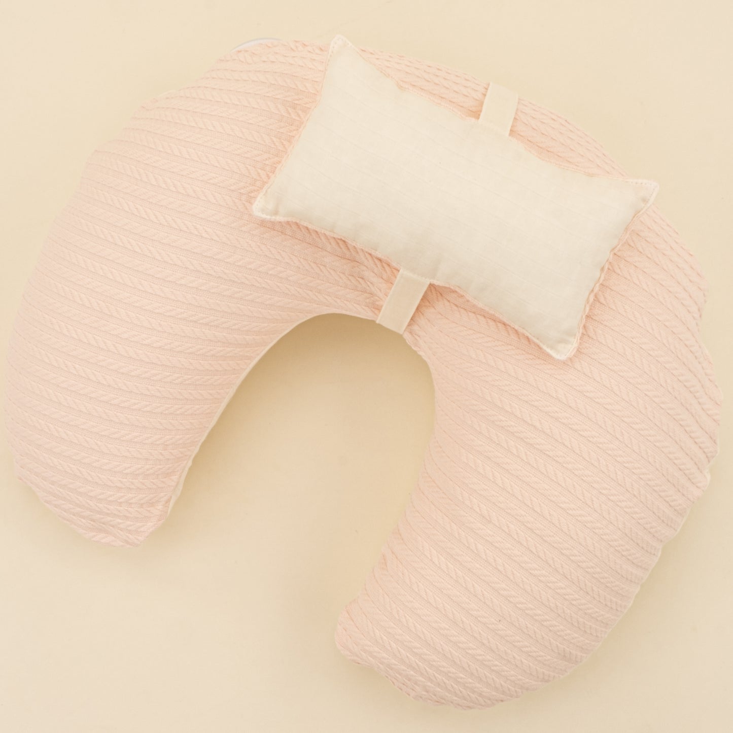 Emzirme Yastığı - Çift Taraflı - Somon Örgü - Krem Muslin