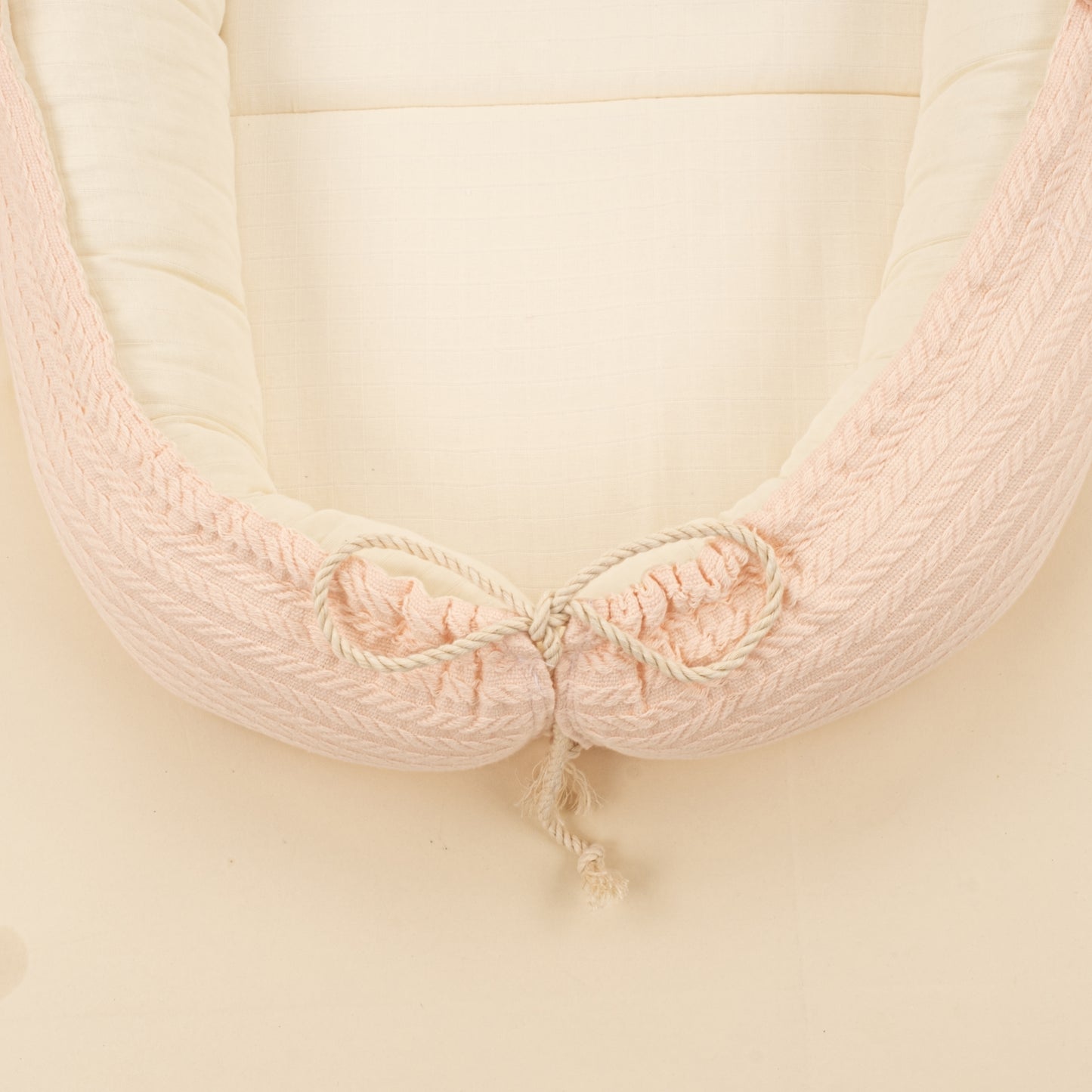 Babynest ve Yastık - Çift Taraflı - Somon Örgü - Krem Muslin