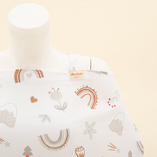 Çift Katlı Muslin Emzirme Önlüğü - Kahverengi Gökkuşağı