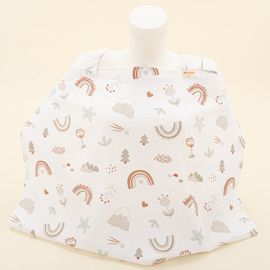 Çift Katlı Muslin Emzirme Önlüğü - Kahverengi Gökkuşağı