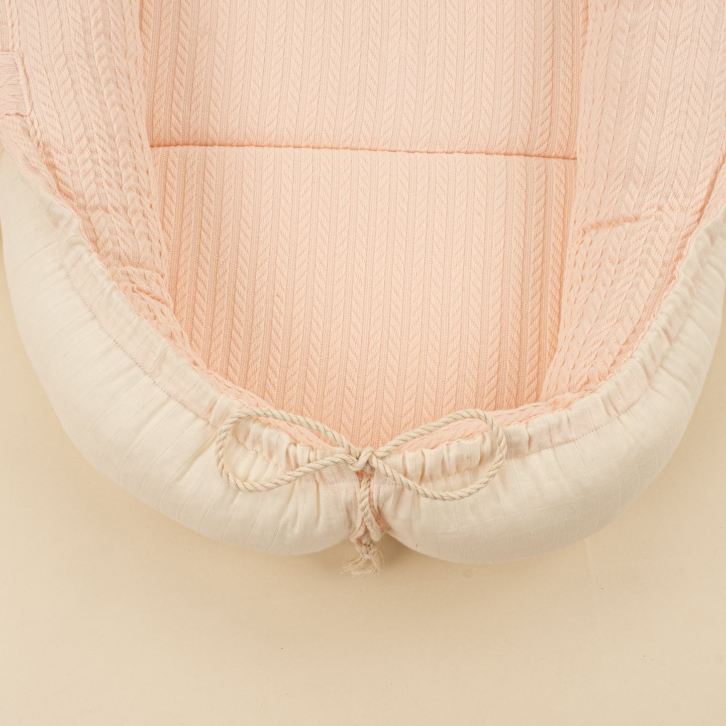 Babynest ve Yastık - Çift Taraflı - Somon Örgü - Krem Muslin