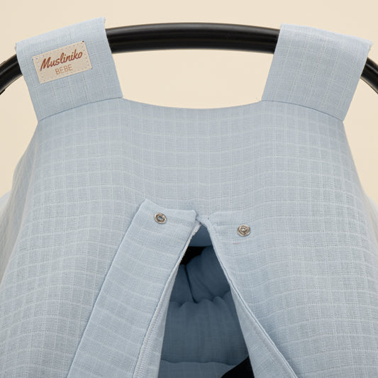 Puset Seti - Tek Taraflı - Bebe Mavisi Müslin