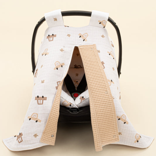 Puset Seti - Çift Taraflı - Bej Petek - Kahverengi Arabalar