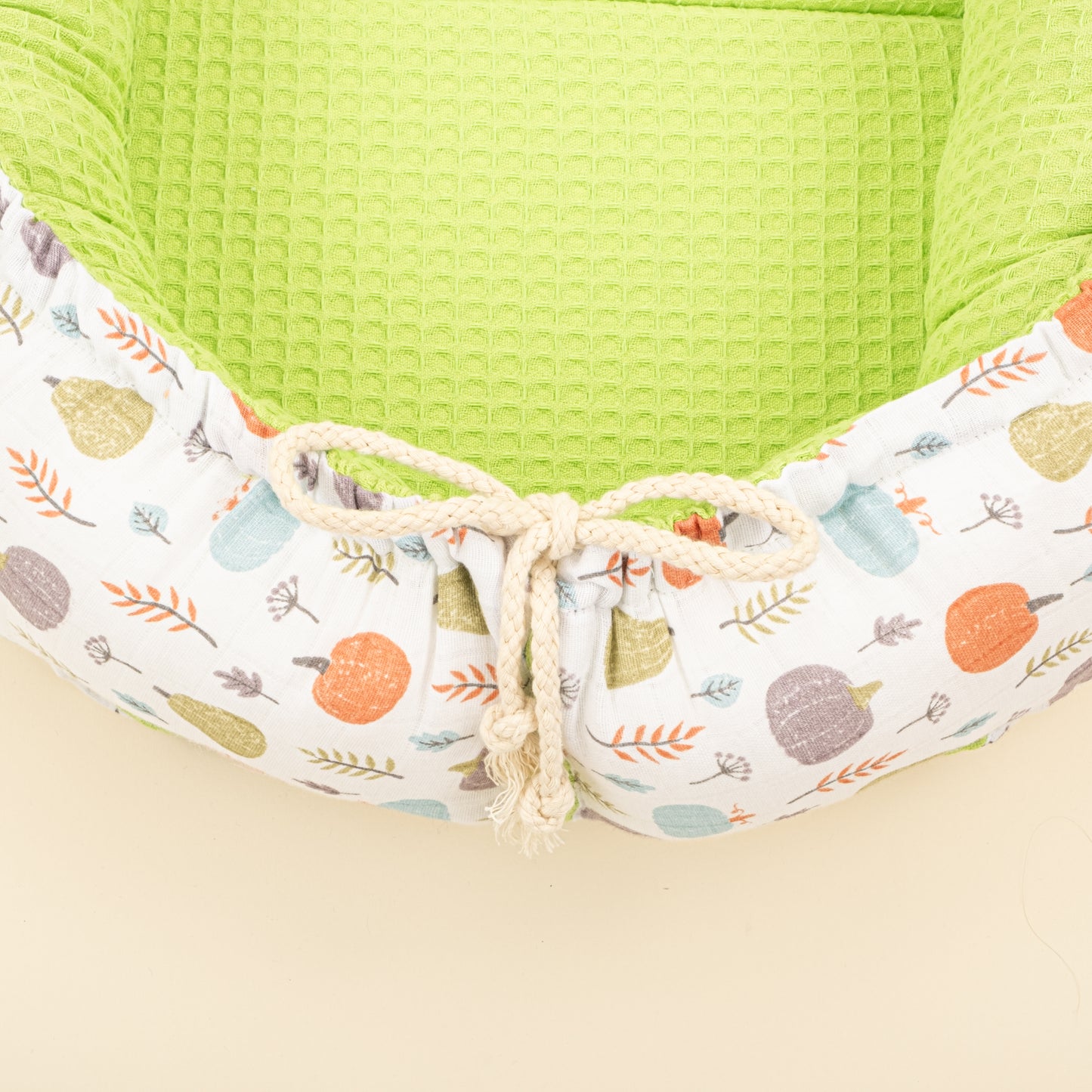 Babynest ve Yastık - Çift Taraflı - Fıstık Yeşili Petek - Yeşil Balkabağı
