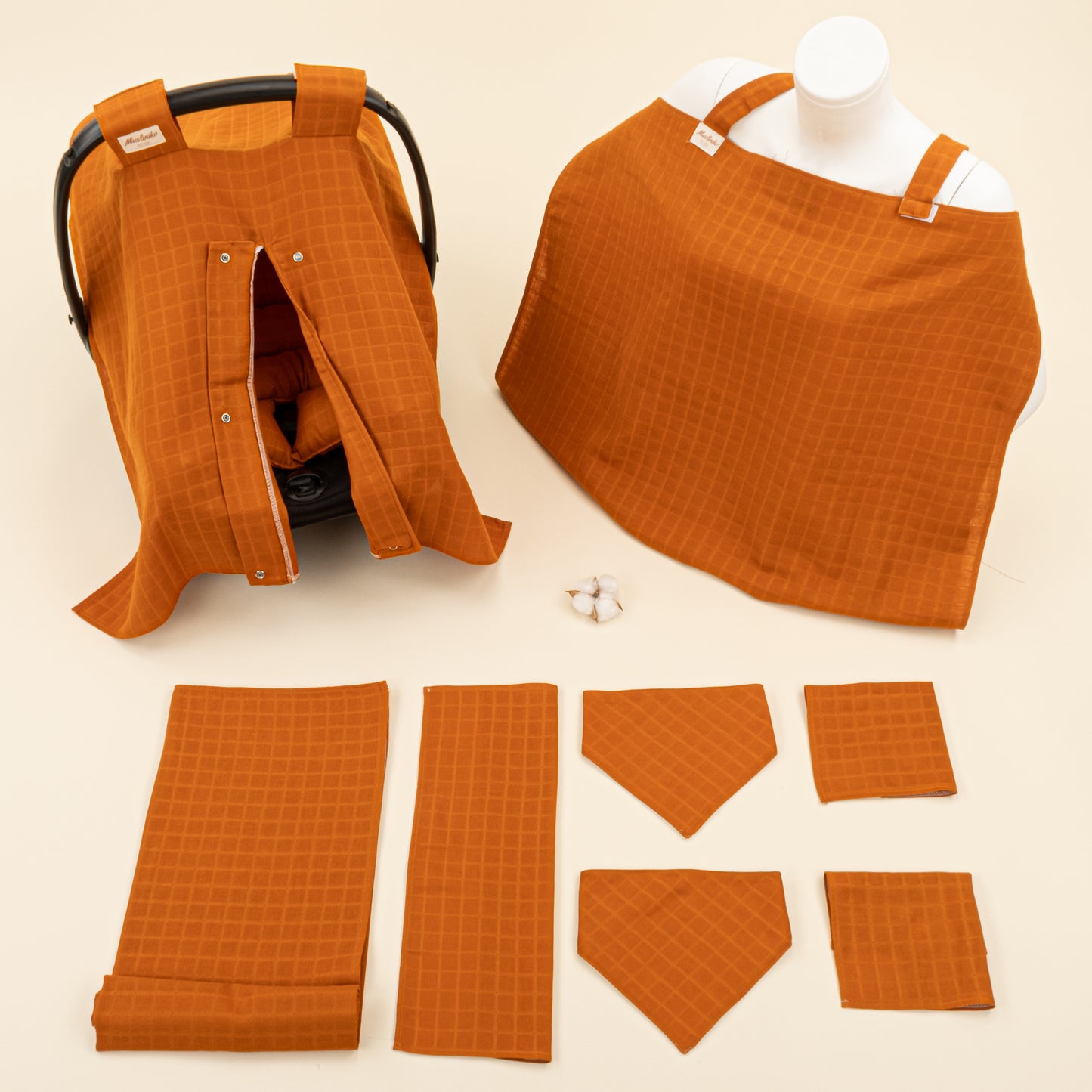 9 Parça Avantajlı Set - Tek Taraflı - Kiremit Muslin