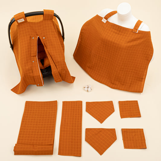 9 Parça Avantajlı Set - Tek Taraflı - Kiremit Muslin