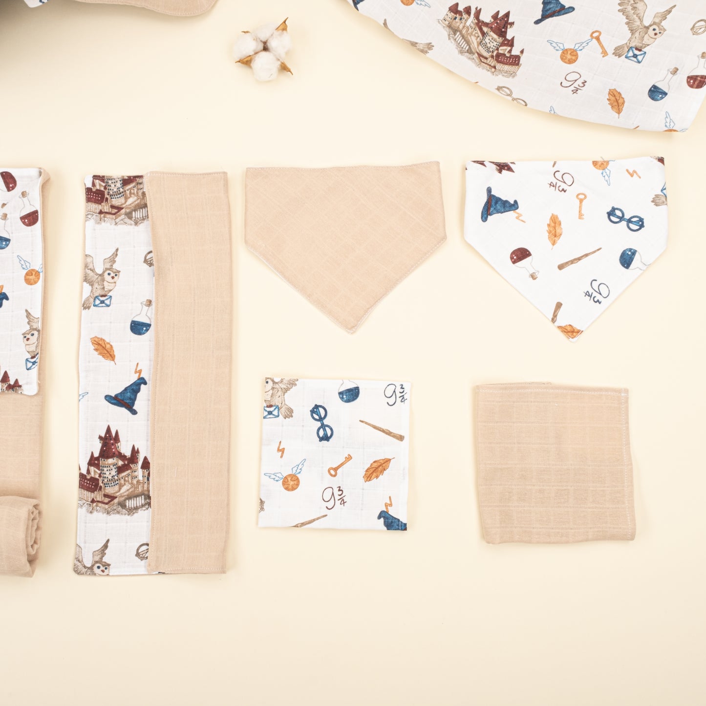 9 Parça Avantajlı Set - Çift Taraflı - Kumsal Beji Muslin - Harry