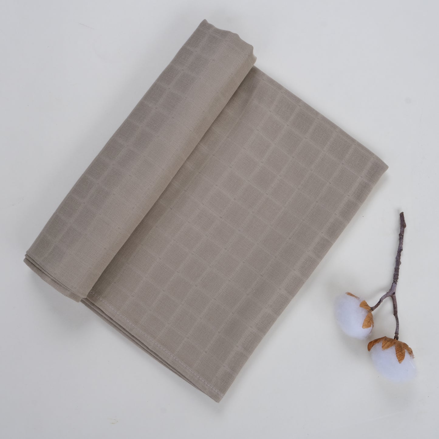 3lü Set - Müslin Örtü - Beyaz - Kahverengi Yıldız - Toprak