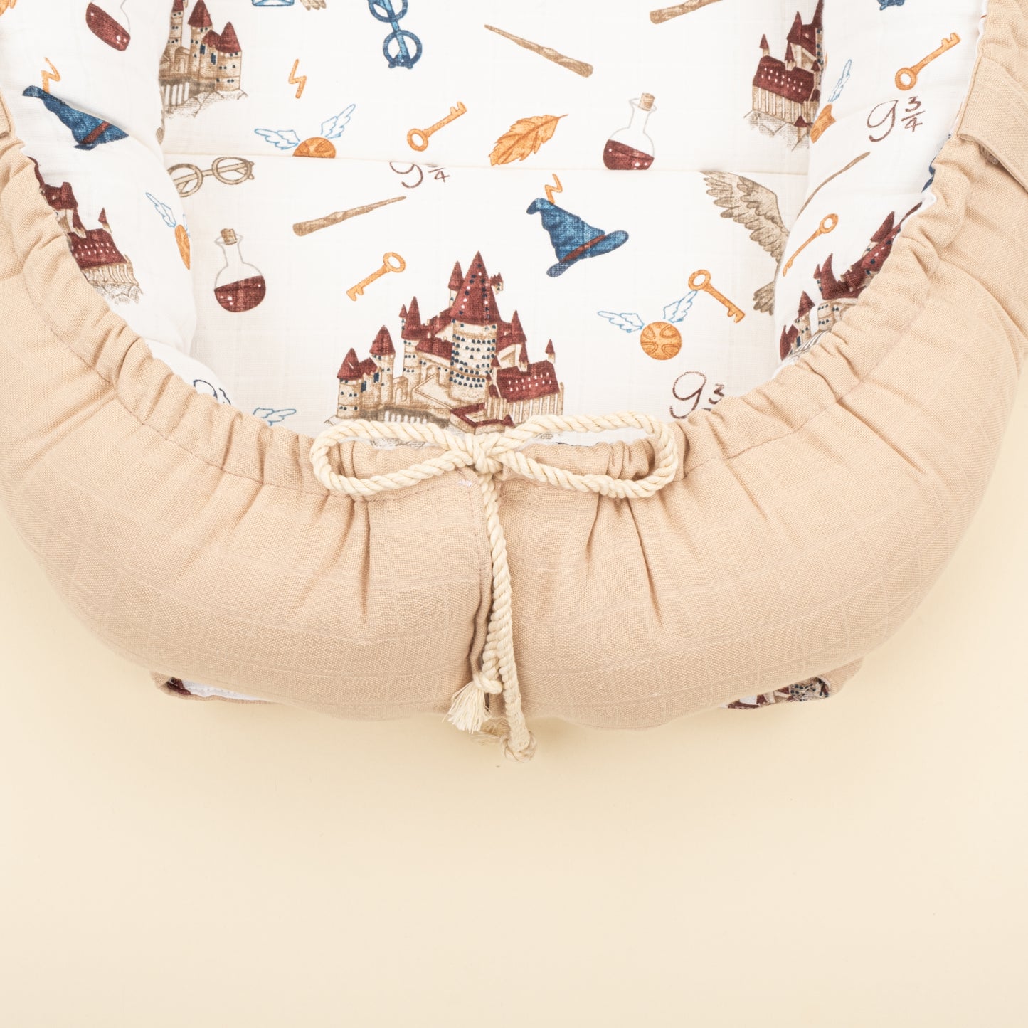Babynest ve Yastık- Çift Taraflı - Kumsal Beji Muslin - Harry