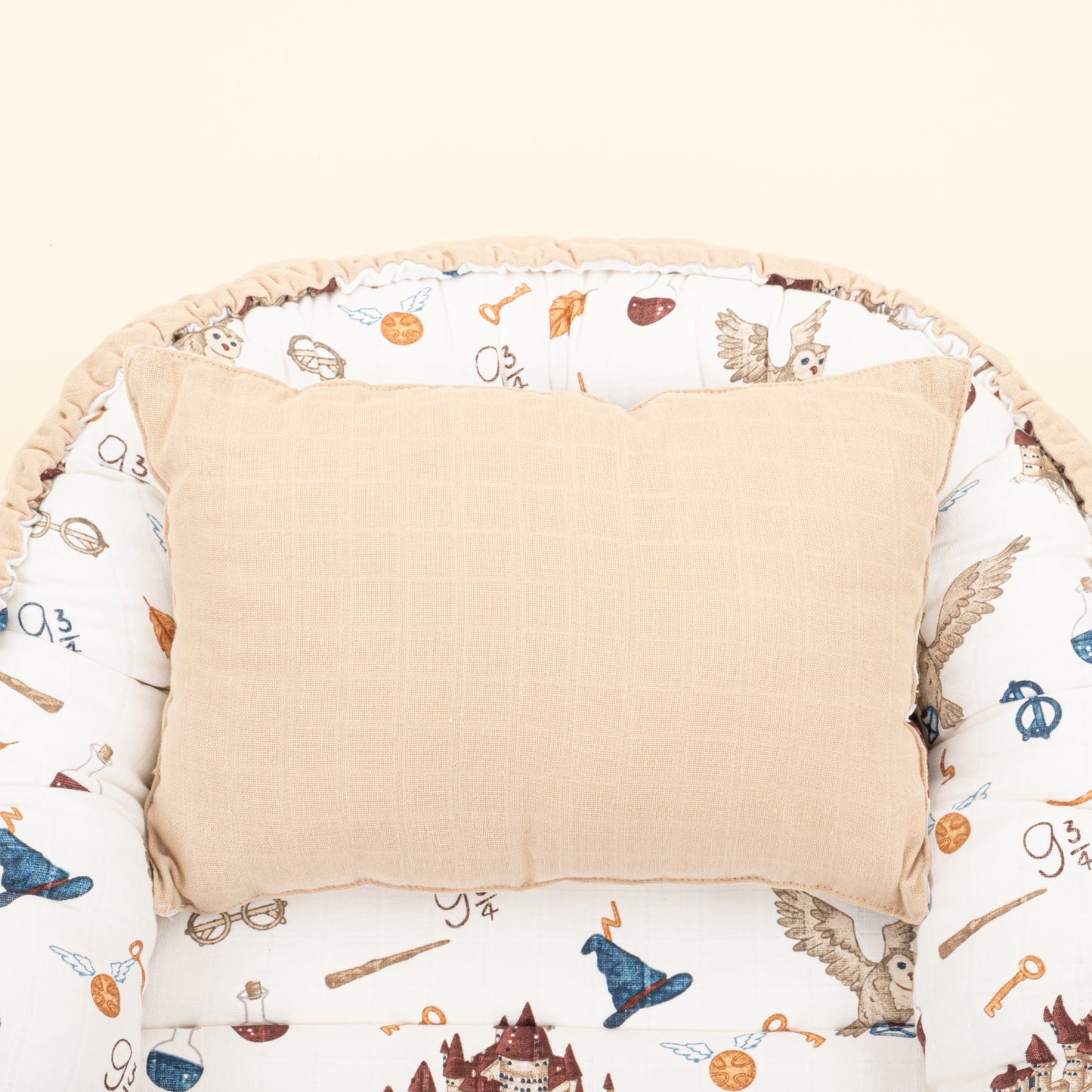 Babynest ve Yastık- Çift Taraflı - Kumsal Beji Muslin - Harry