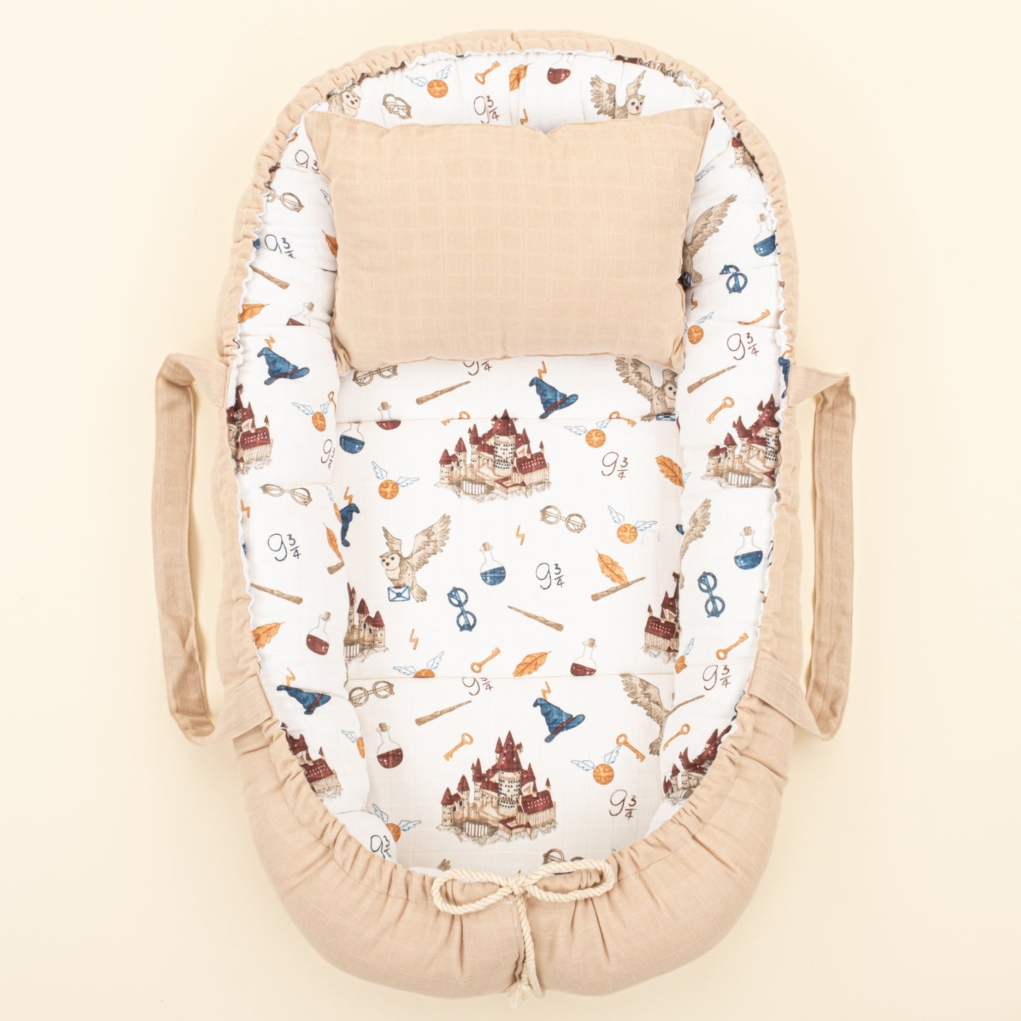 Babynest ve Yastık- Çift Taraflı - Kumsal Beji Muslin - Harry