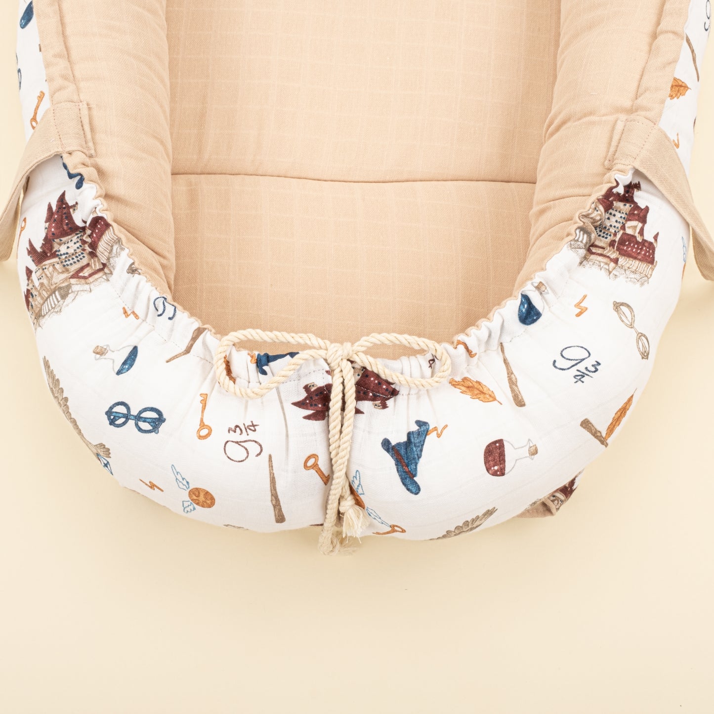 Babynest ve Yastık- Çift Taraflı - Kumsal Beji Muslin - Harry