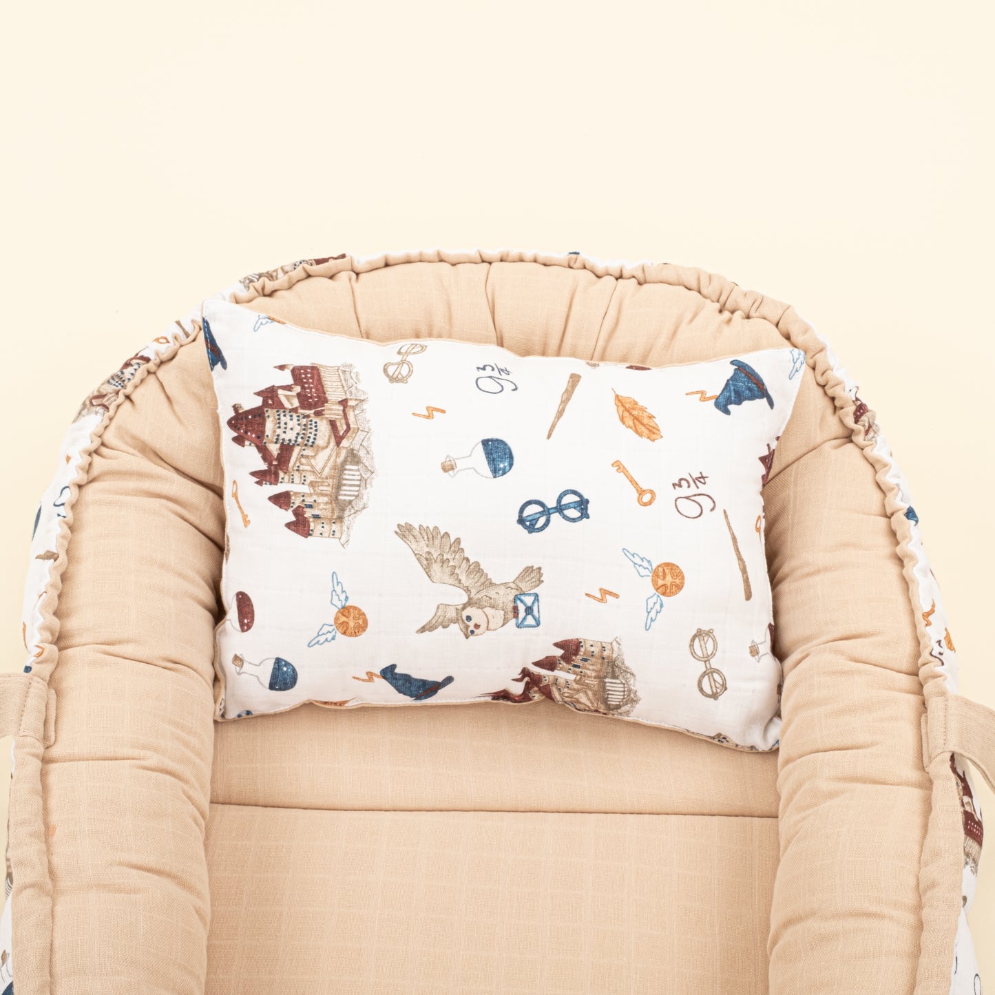 Babynest ve Yastık- Çift Taraflı - Kumsal Beji Muslin - Harry