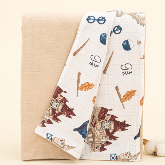 Çift Taraflı Muslin Örtü - Kumsal Beji Muslin - Harry