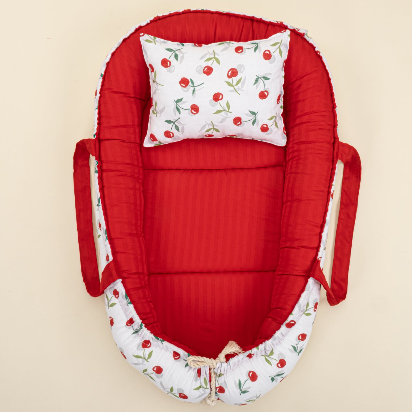 Babynest - Çift Taraflı - Kırmızı Saten - Kiraz